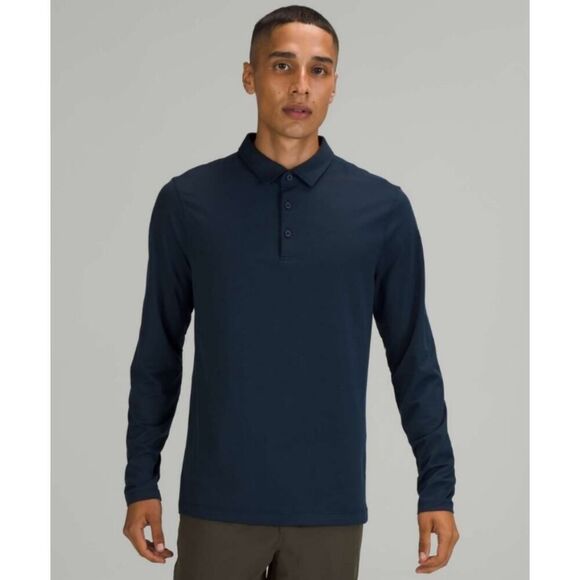 Lululemon Evolution Long Sleeve Polo Shirt Nautical Navy sz M - Picture 1 of 11